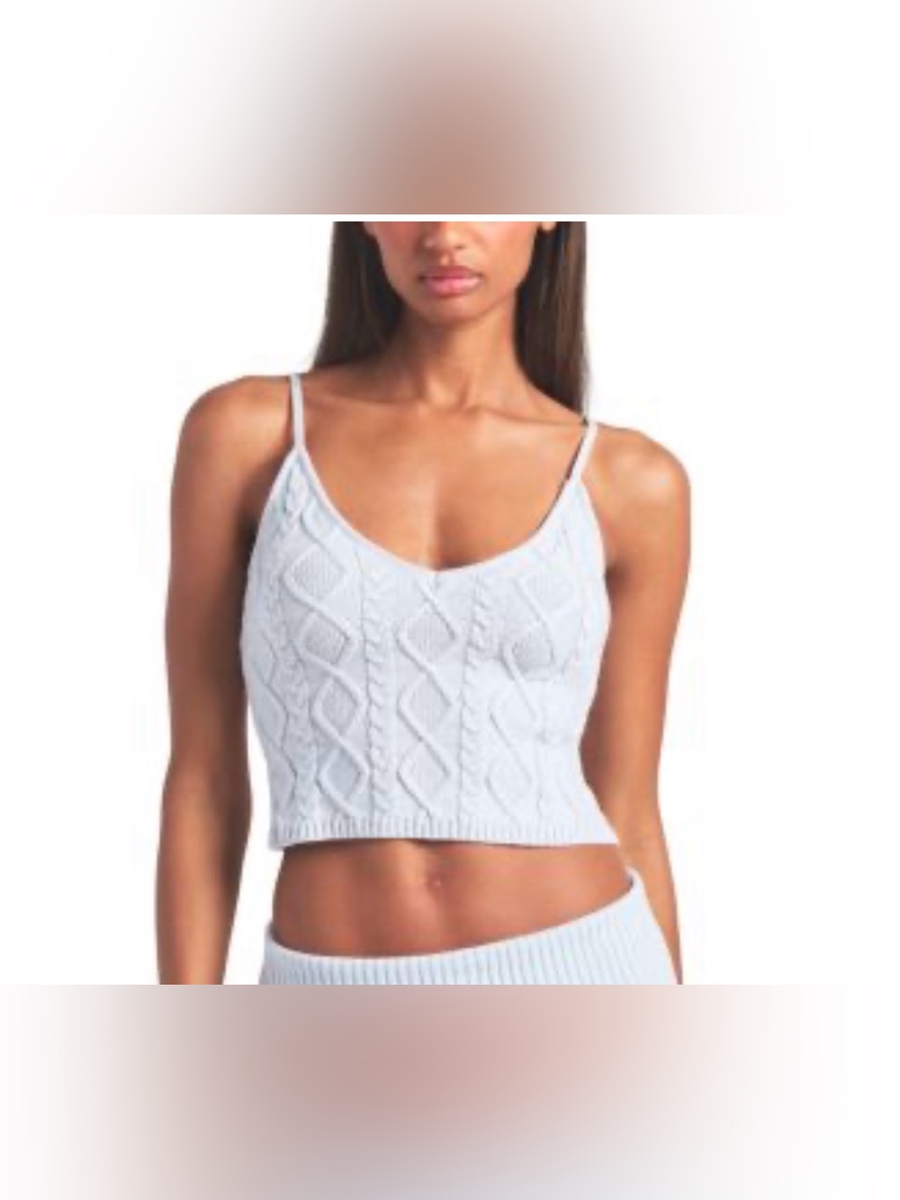 SKIMS SNOW BUNNY SHOP CABLEKNIT TANK STYLE: TP-CAM-10336W COLOR: ZEN BLUE